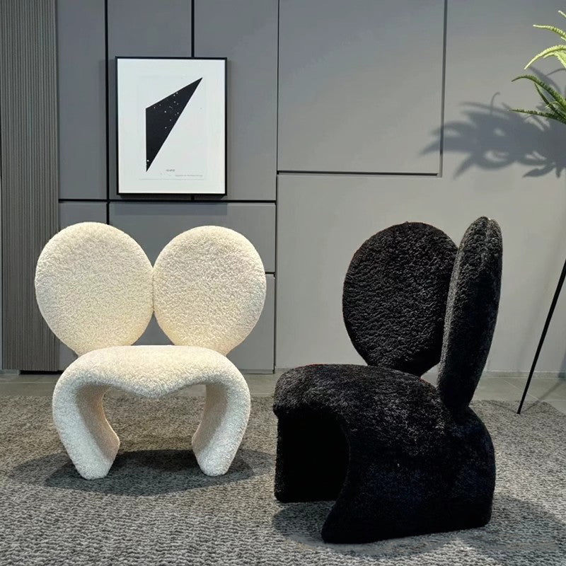 Contemporary Creative Curved Round Lambskin Iron Vanity Stool Backrest Armless For Bedroom