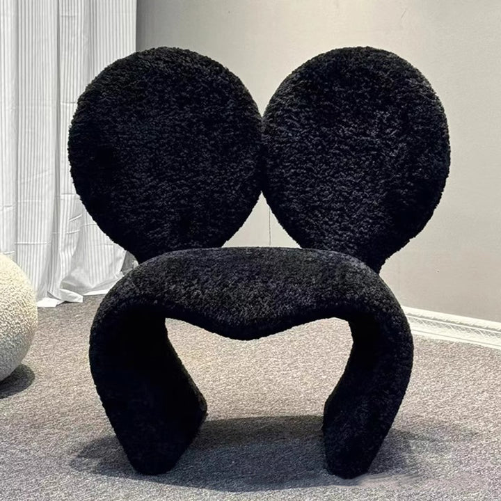 Contemporary Creative Curved Round Lambskin Iron Vanity Stool Backrest Armless For Bedroom
