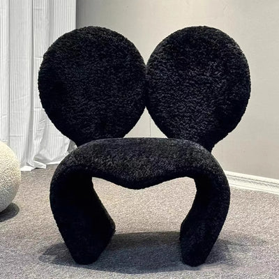 Contemporary Creative Curved Round Lambskin Iron Vanity Stool Backrest Armless For Bedroom