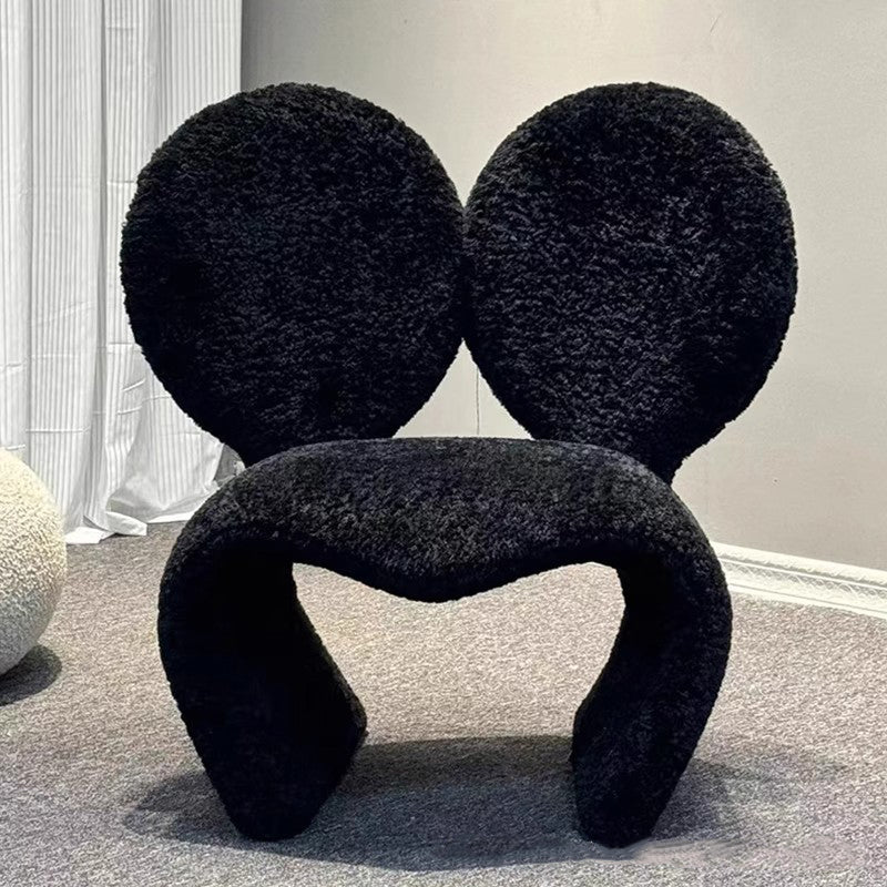 Contemporary Creative Curved Round Lambskin Iron Vanity Stool Backrest Armless For Bedroom