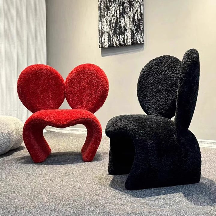 Contemporary Creative Curved Round Lambskin Iron Vanity Stool Backrest Armless For Bedroom