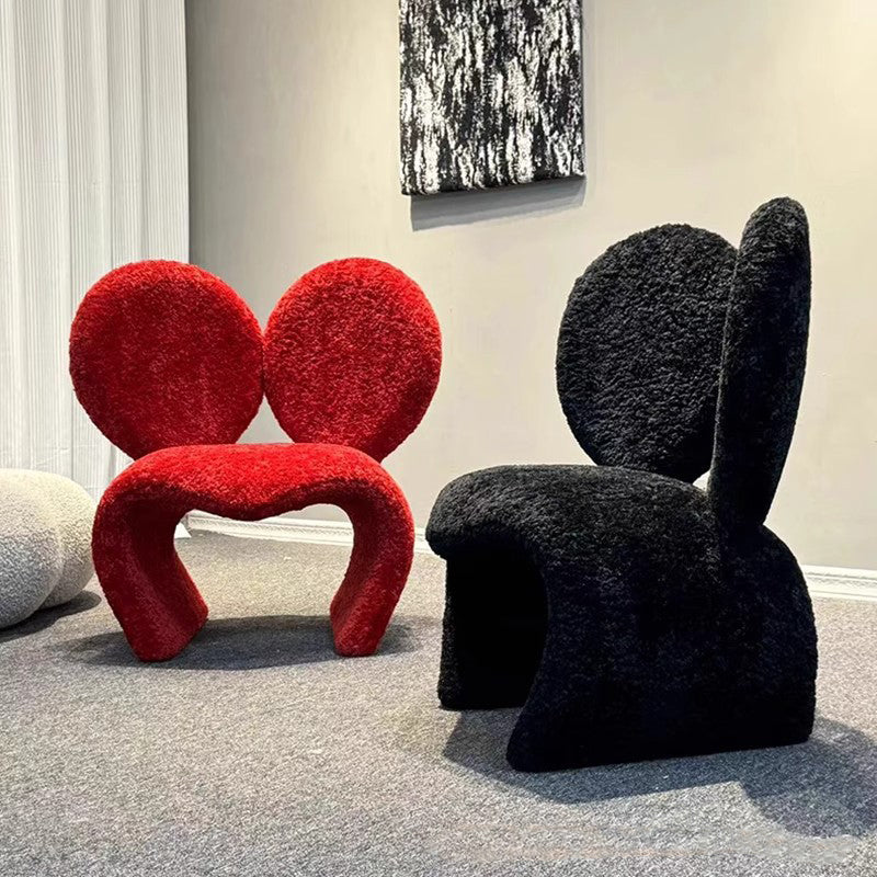 Contemporary Creative Curved Round Lambskin Iron Vanity Stool Backrest Armless For Bedroom