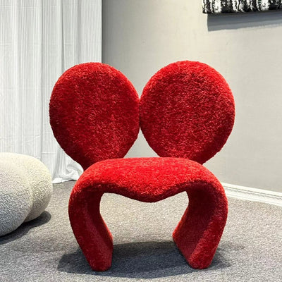 Contemporary Creative Curved Round Lambskin Iron Vanity Stool Backrest Armless For Bedroom