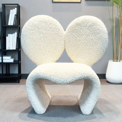 Contemporary Creative Curved Round Lambskin Iron Vanity Stool Backrest Armless For Bedroom