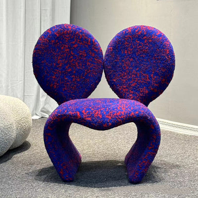 Contemporary Creative Curved Round Lambskin Iron Vanity Stool Backrest Armless For Bedroom