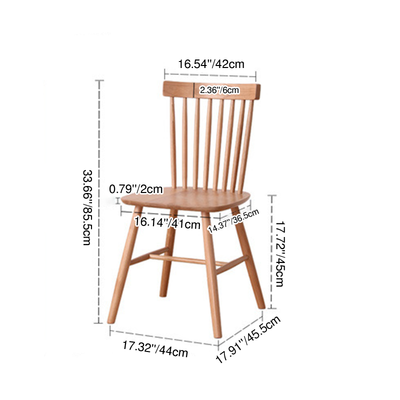 Modern Minimalist Rectangular Solid Wood Dining Chair Backrest Armless For Dining Room