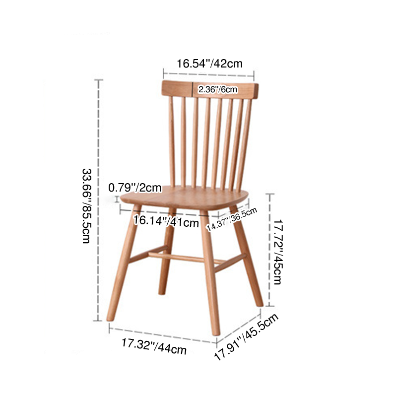 Modern Minimalist Rectangular Solid Wood Dining Chair Backrest Armless For Dining Room