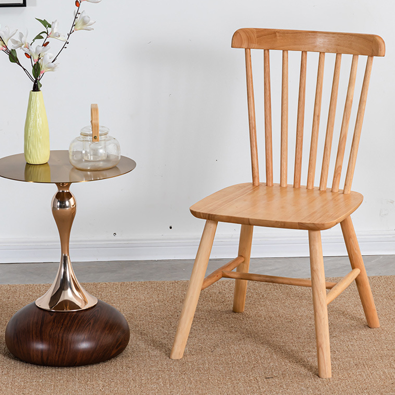 Modern Minimalist Rectangular Solid Wood Dining Chair Backrest Armless For Dining Room