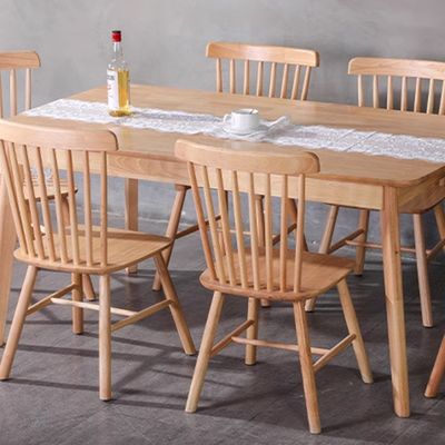 Modern Minimalist Rectangular Solid Wood Dining Chair Backrest Armless For Dining Room