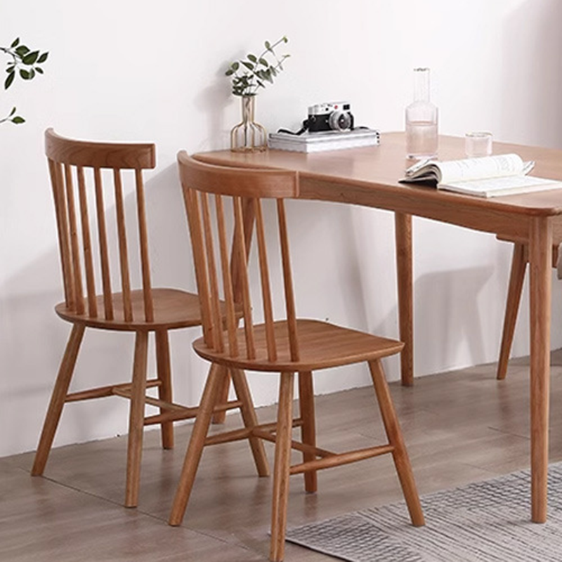 Modern Minimalist Rectangular Solid Wood Dining Chair Backrest Armless For Dining Room