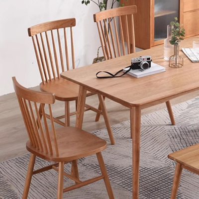 Modern Minimalist Rectangular Solid Wood Dining Chair Backrest Armless For Dining Room