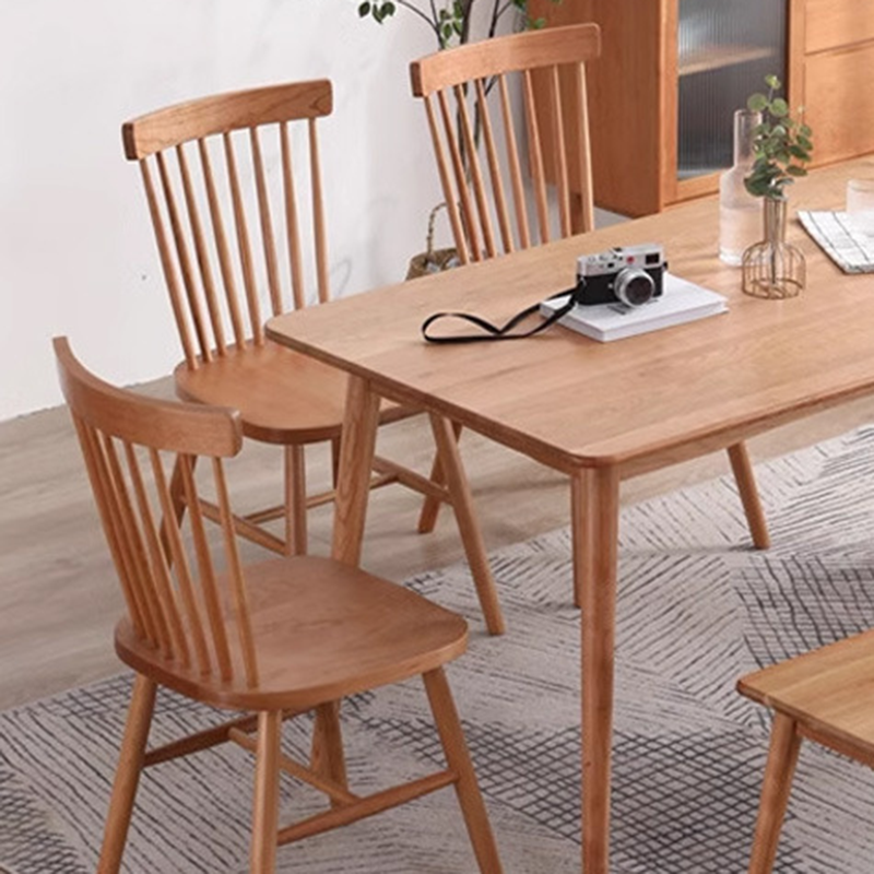 Modern Minimalist Rectangular Solid Wood Dining Chair Backrest Armless For Dining Room