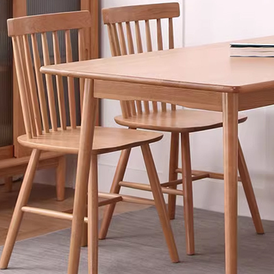 Modern Minimalist Rectangular Solid Wood Dining Chair Backrest Armless For Dining Room