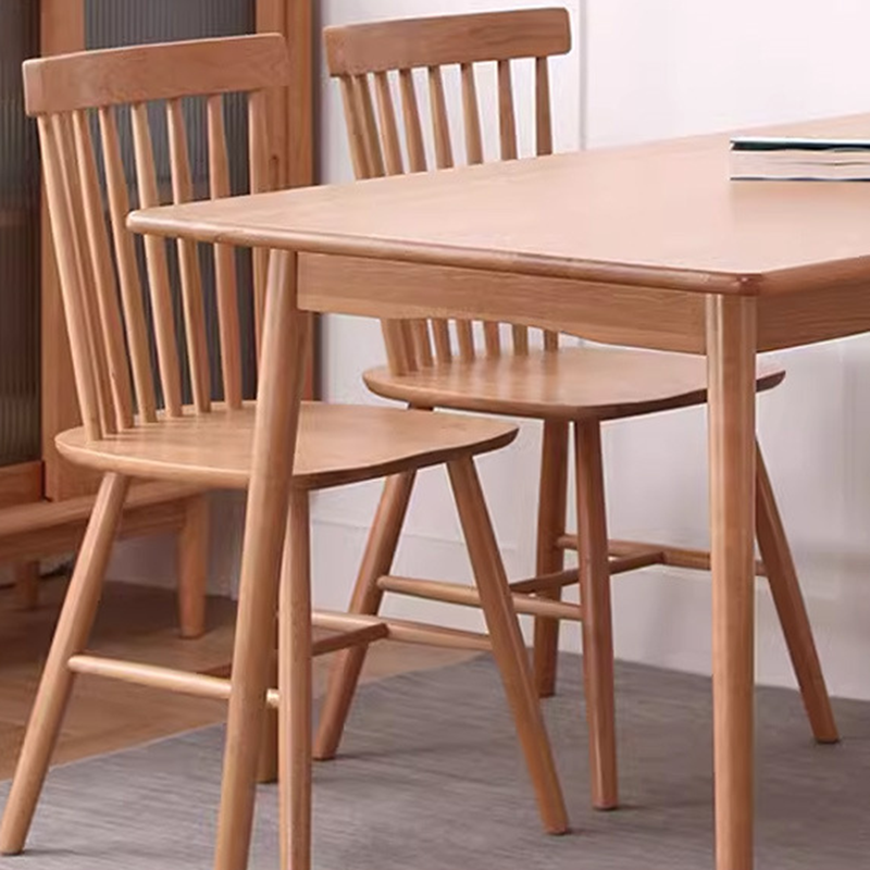 Modern Minimalist Rectangular Solid Wood Dining Chair Backrest Armless For Dining Room