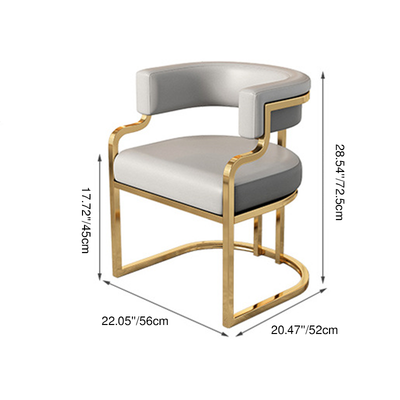 Modern Minimalist Curved Cat Claw Leather Steel Dining Chair Backrest Armless For Dining Room