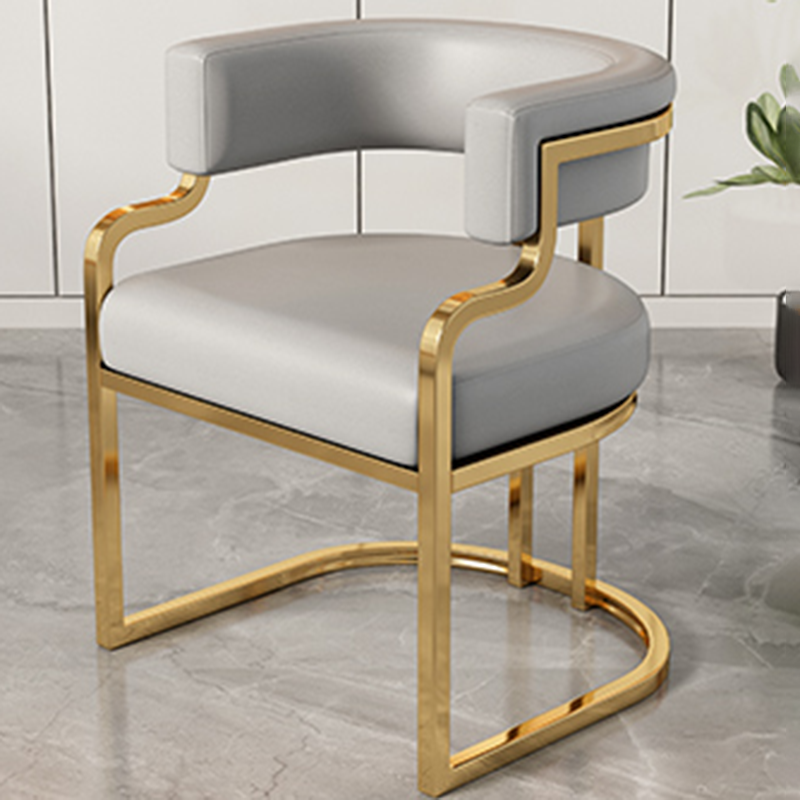 Modern Minimalist Curved Cat Claw Leather Steel Dining Chair Backrest Armless For Dining Room