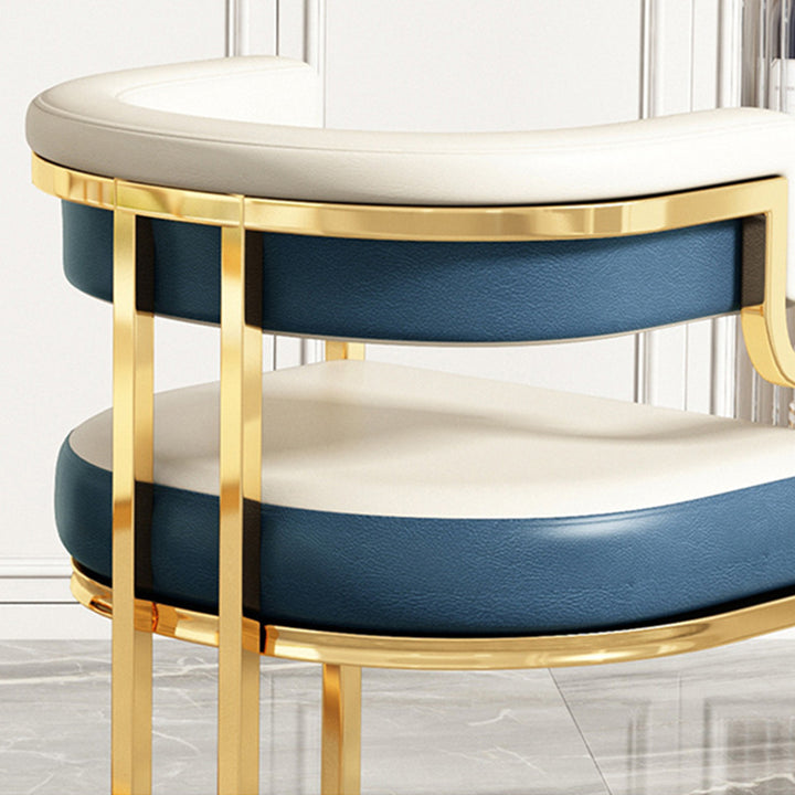 Moderna Minimalista Curvada Garra de Gato Cuero Acero Silla de Comedor Respaldo Sin Brazos Para Comedor 