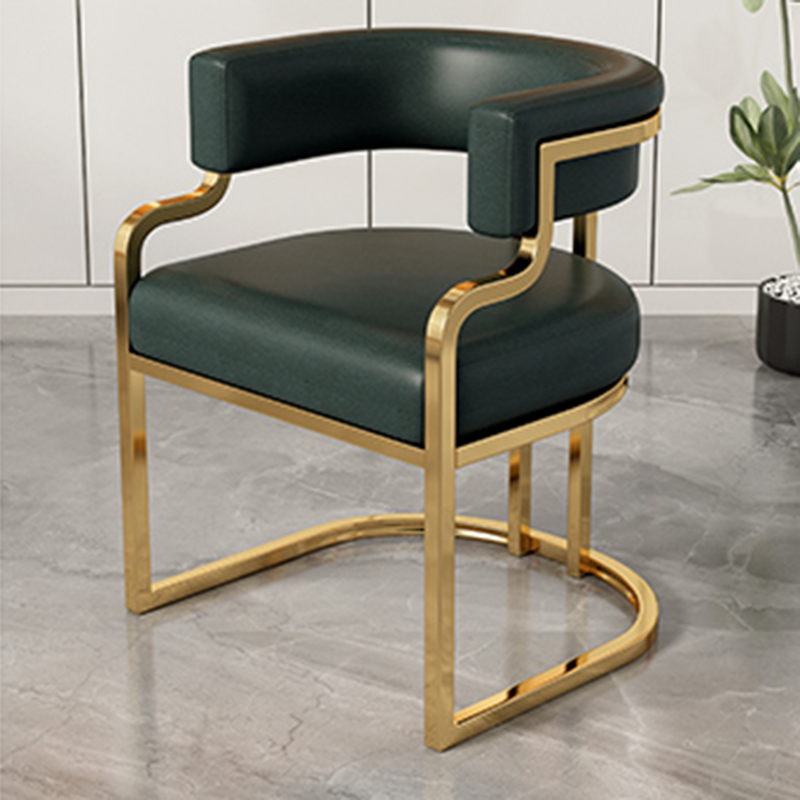 Moderna Minimalista Curvada Garra de Gato Cuero Acero Silla de Comedor Respaldo Sin Brazos Para Comedor 