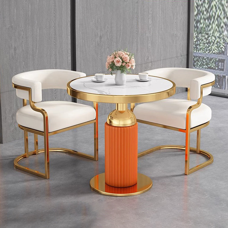 Moderna Minimalista Curvada Garra de Gato Cuero Acero Silla de Comedor Respaldo Sin Brazos Para Comedor 