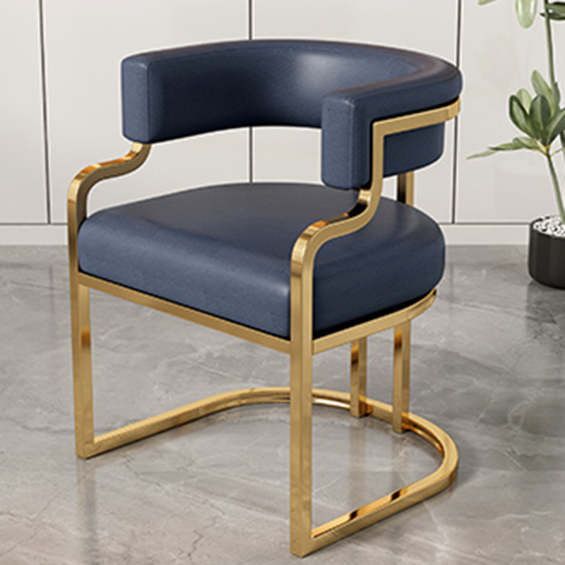 Moderna Minimalista Curvada Garra de Gato Cuero Acero Silla de Comedor Respaldo Sin Brazos Para Comedor 