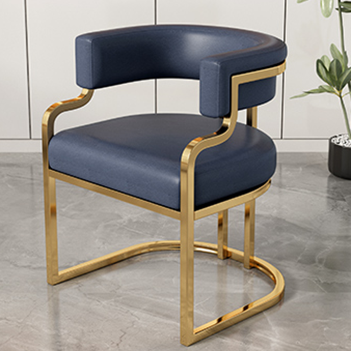 Moderna Minimalista Curvada Garra de Gato Cuero Acero Silla de Comedor Respaldo Sin Brazos Para Comedor 