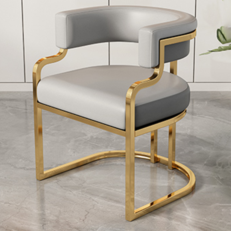 Moderna Minimalista Curvada Garra de Gato Cuero Acero Silla de Comedor Respaldo Sin Brazos Para Comedor 