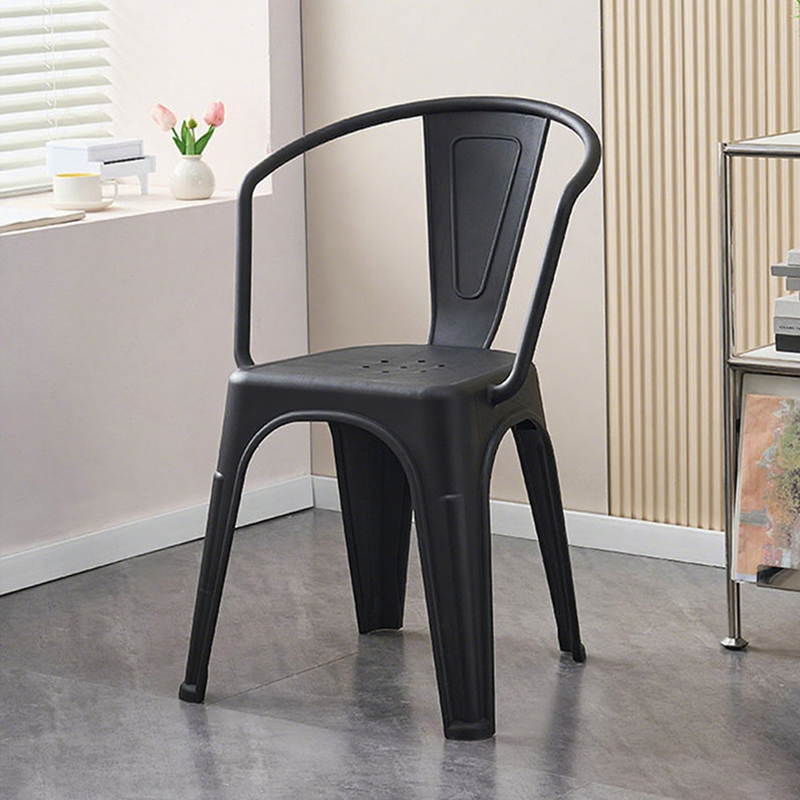 Modern Minimalist Curved Rectangular PP Dining Chair Backrest Armless For Dining Room