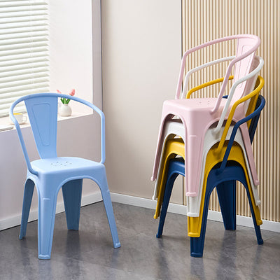 Modern Minimalist Curved Rectangular PP Dining Chair Backrest Armless For Dining Room