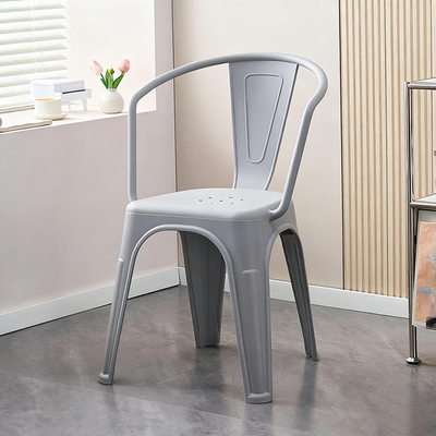 Modern Minimalist Curved Rectangular PP Dining Chair Backrest Armless For Dining Room