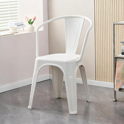 Modern Minimalist Curved Rectangular PP Dining Chair Backrest Armless For Dining Room
