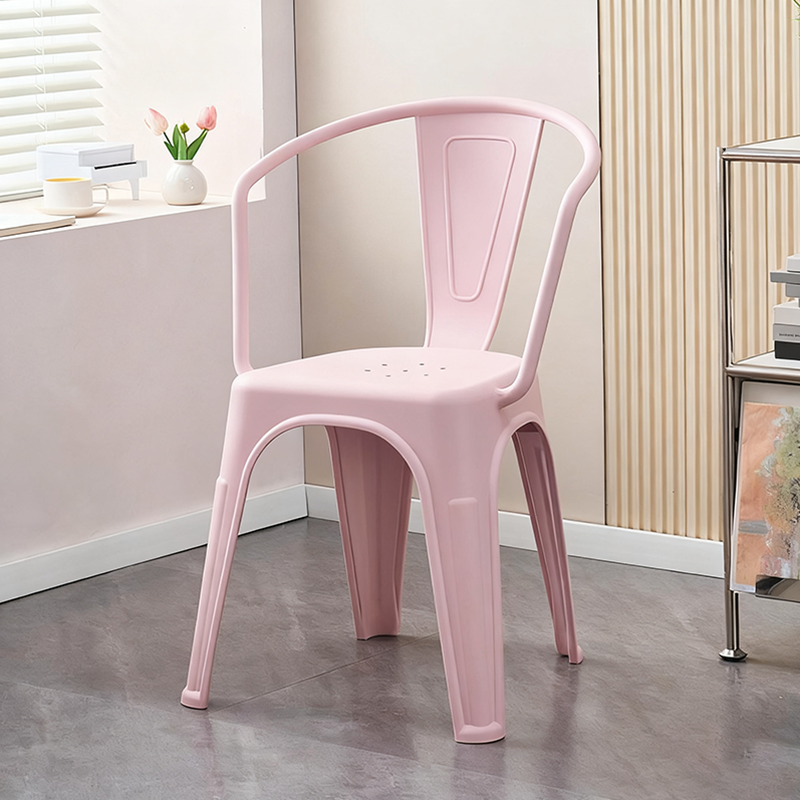 Modern Minimalist Curved Rectangular PP Dining Chair Backrest Armless For Dining Room