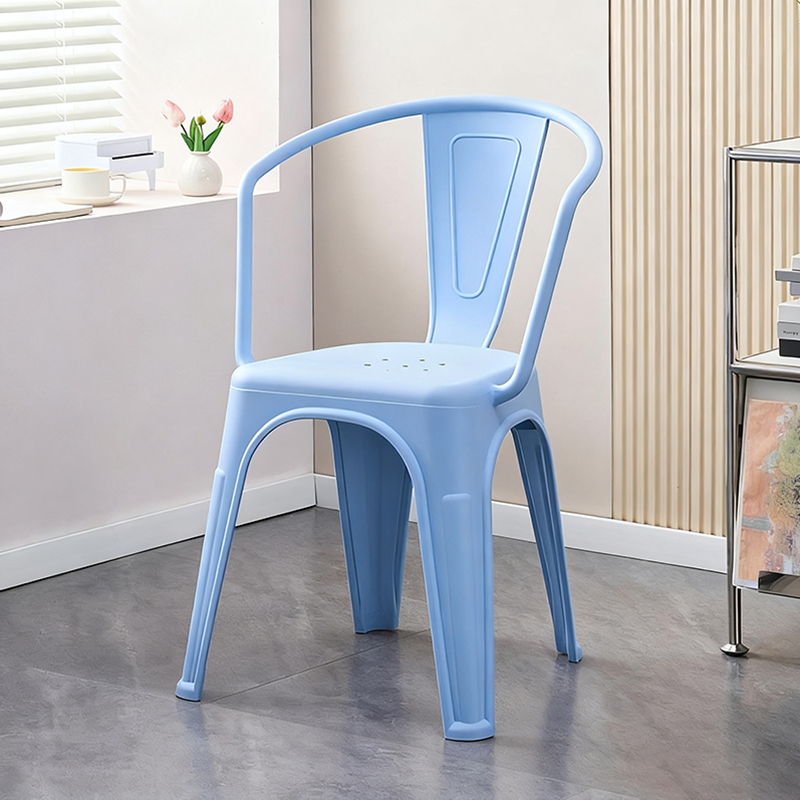 Modern Minimalist Curved Rectangular PP Dining Chair Backrest Armless For Dining Room