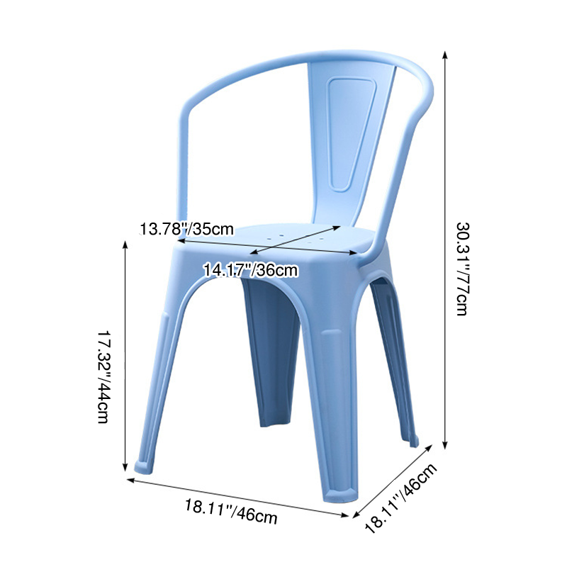 Modern Minimalist Curved Rectangular PP Dining Chair Backrest Armless For Dining Room