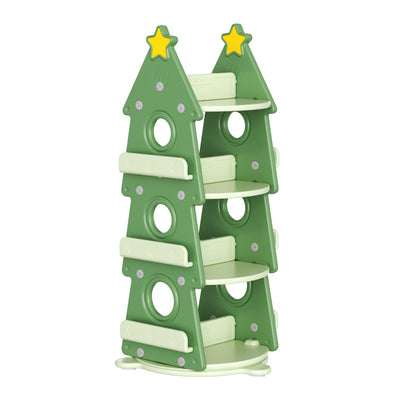 Contemporary Creative Christmas Tree-Shaped Eco-Friendly HDPE Rotatable Bookshelves 4-Tier For Home Office