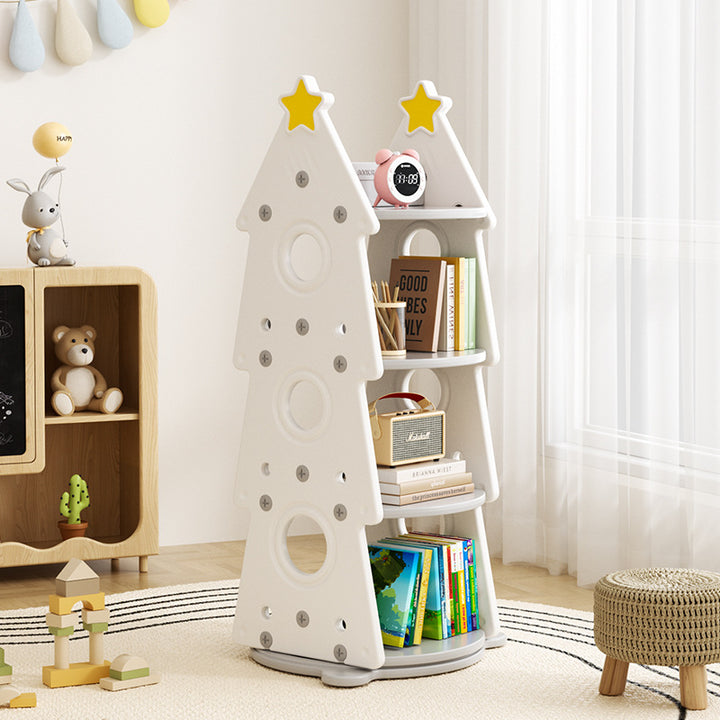 Bibliothèques rotatives écologiques en PEHD, de style contemporain et créatif, en forme de sapin de Noël, à 4 niveaux, pour la maison et le bureau 