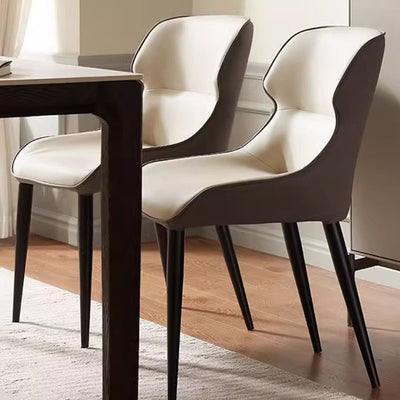 Contemporary Scandinavian Curved Rectangular PU Leather Carbon Steel Dining Chair Backrest Armless For Dining Room