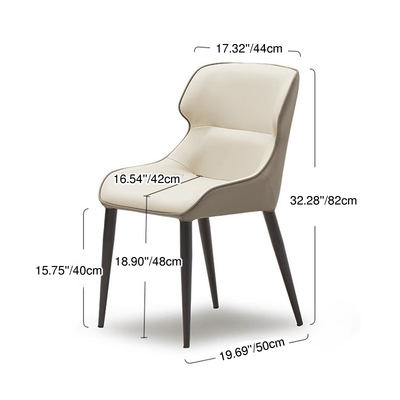 Contemporary Scandinavian Curved Rectangular PU Leather Carbon Steel Dining Chair Backrest Armless For Dining Room