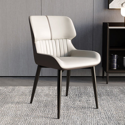 Contemporary Scandinavian Curved Rectangular PU Leather Carbon Steel Dining Chair Backrest Armless For Dining Room