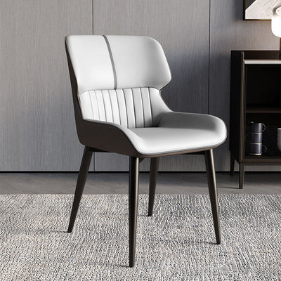 Contemporary Scandinavian Curved Rectangular PU Leather Carbon Steel Dining Chair Backrest Armless For Dining Room