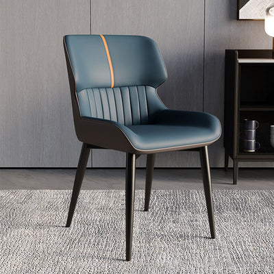 Contemporary Scandinavian Curved Rectangular PU Leather Carbon Steel Dining Chair Backrest Armless For Dining Room