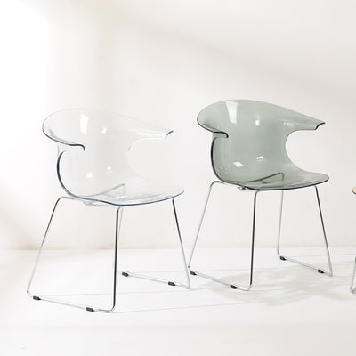 Modern Minimalist Curved PC Steel Dining Chair Backrest Armrest For Dining Room