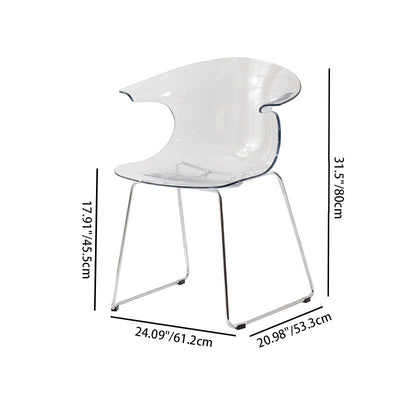 Modern Minimalist Curved PC Steel Dining Chair Backrest Armrest For Dining Room