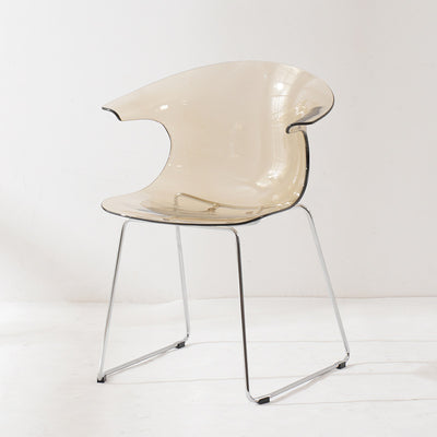 Modern Minimalist Curved PC Steel Dining Chair Backrest Armrest For Dining Room