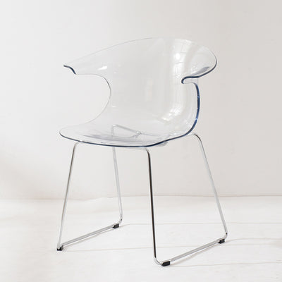 Modern Minimalist Curved PC Steel Dining Chair Backrest Armrest For Dining Room