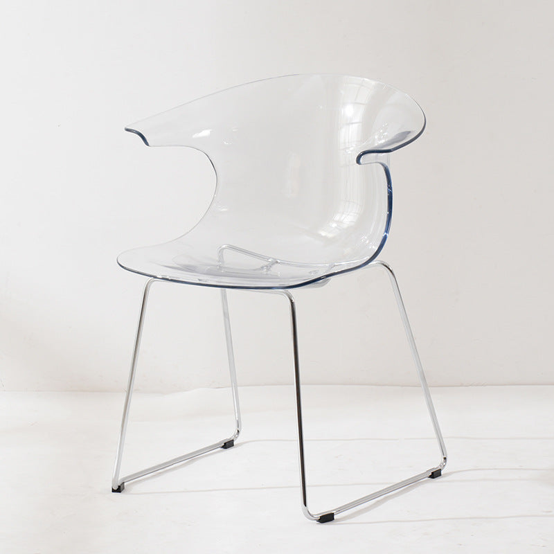 Modern Minimalist Curved PC Steel Dining Chair Backrest Armrest For Dining Room