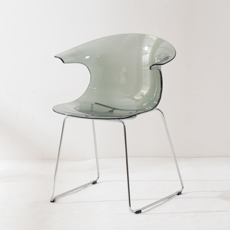 Modern Minimalist Curved PC Steel Dining Chair Backrest Armrest For Dining Room
