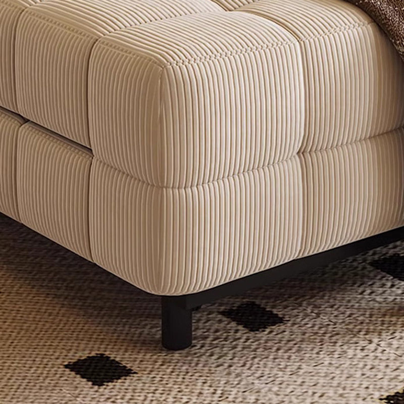 Traditional French Rectangular Corduroy Fabric Carbon Steel Accent Chair Backrest Armless For Living Room