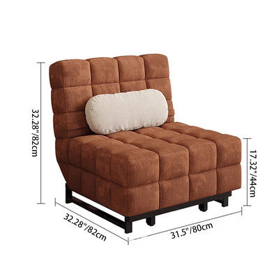 Traditional French Rectangular Corduroy Fabric Carbon Steel Accent Chair Backrest Armless For Living Room
