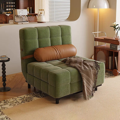 Traditional French Rectangular Corduroy Fabric Carbon Steel Accent Chair Backrest Armless For Living Room