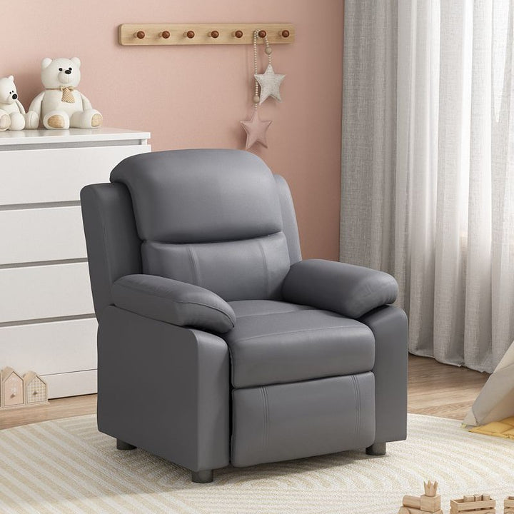 Chaise d'appoint rectangulaire moderne minimaliste pour enfant en tissu, cuir PU, bois massif et plastique, avec dossier et accoudoirs, pour salon 